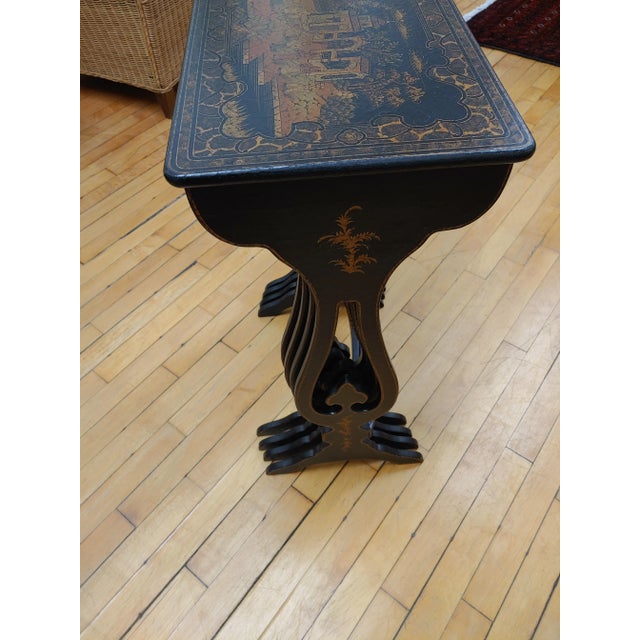 Wood Early 2000s Chinese Black Matte Crackle Nesting Tables for Stickley- Set of 4 For Sale - Image 7 of 7