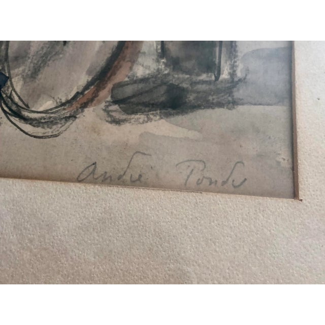 Andre Tondu. French 1903 - 1980. The Cyclist. Watercolor and Pen on Paper For Sale In San Francisco - Image 6 of 8