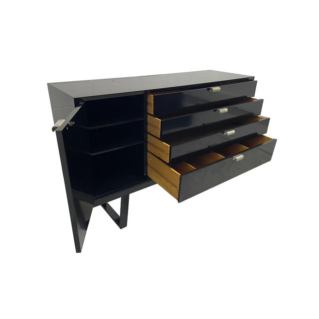 George Nelson for Herman Miller Black Lacquer Cabinet on Slatted Bench Base, 1950s For Sale - Image 10 of 18
