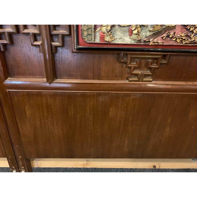 Chinoiserie Vintage Chinoiserie Style Solid Wood Frame King Headboard For Sale - Image 3 of 13