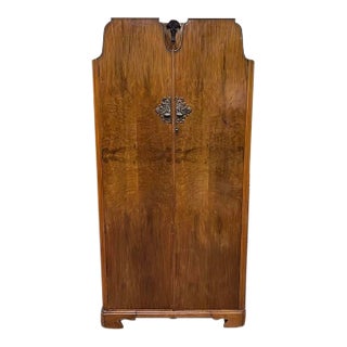 Vintage Art Deco Burl Walnut Armoire C.1940 For Sale