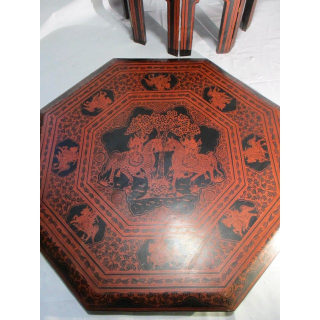 Asian Antique 1960s Lacquered Folding Thai Tea Table For Sale - Image 3 of 12