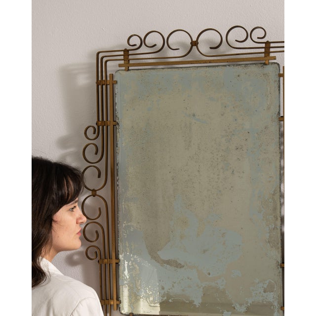 Brown Art Deco Brass Mirror, Antique, France, Circa 1930 For Sale - Image 8 of 8