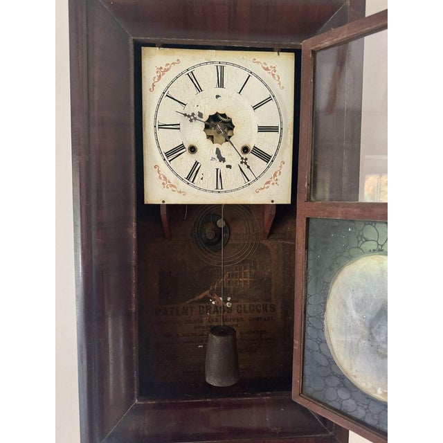 Antique American Mahogany Wall Clock, 1860s For Sale - Image 3 of 5