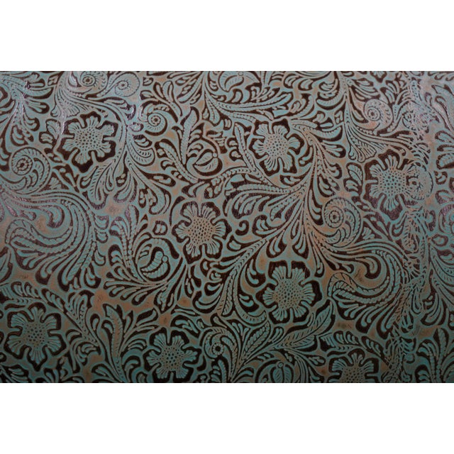 Western-Style Embossed Leather Swivel Barrel Chair For Sale - Image 12 of 16