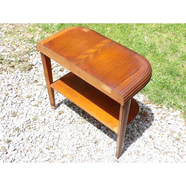 Vintage Art Deco Waterfall End Table Demilune Tripod Stand For Sale - Image 14 of 16