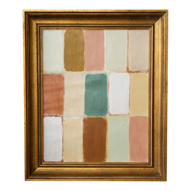 Original Framed Abstract Painting in Vintage Gold Frame For Sale