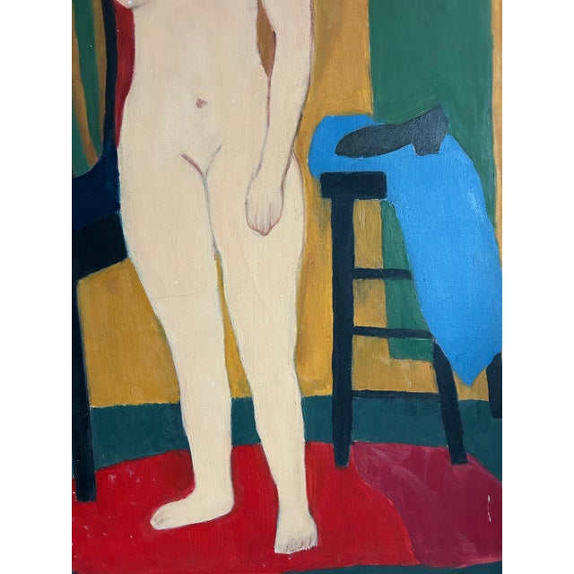 Vintage Abstract Modernist Oil Painting of a Nude Woman For Sale - Image 4 of 6