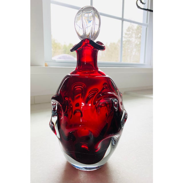 Mid-Century Modern 1960s Bo Borgstrom Ruby Glass Decanter For Sale - Image 3 of 3