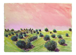 Nancy Denison "Pinions - Southern Colorado" Original Watercolor Mixed Media Painting on Paper C. 1988