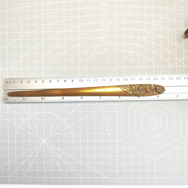 Antique Art Nouveau Bronze Letter Opener Signed by Henri Veillard French Paper Knife For Sale - Image 4 of 5