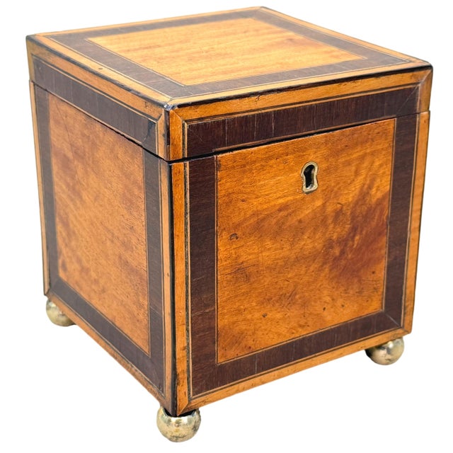 18th Century George III Satinwood Square Tea Caddy, 1790 For Sale - Image 6 of 10