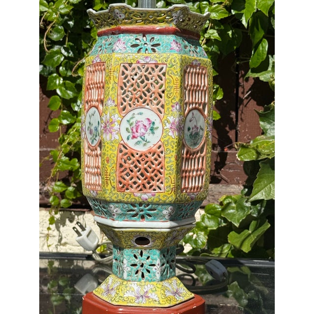 Neat pair of Chinese Hexegon Lanterns . Late Ching Oeriod circa 1910 Would be nice with black shades of what you would...