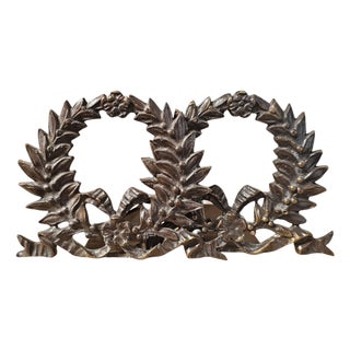 Neoclassical Laurel Garland Cast Bronze Bookends, Empire Style, 9.5" For Sale