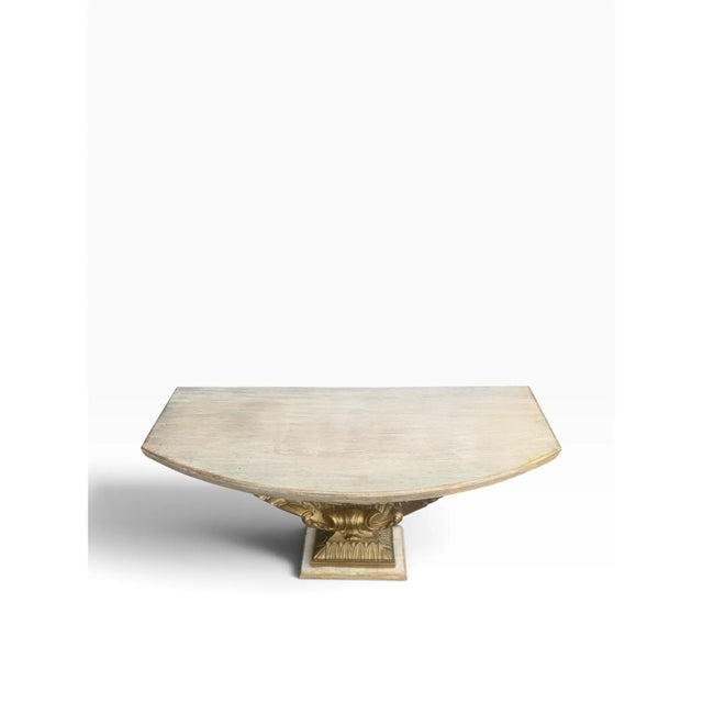 Hollywood Regency Vintage Hollywood Regency Gilt Scallop Shell Pine & Plaster Console Table For Sale - Image 3 of 11