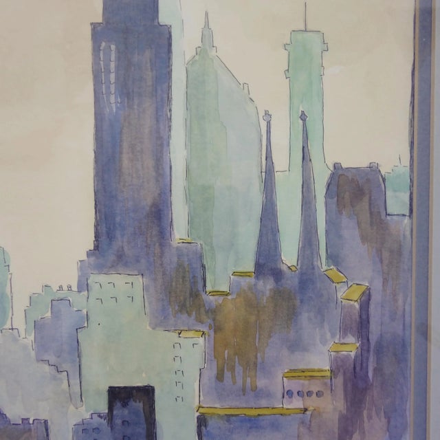 Dreamy Watercolor Cityscape For Sale - Image 4 of 5