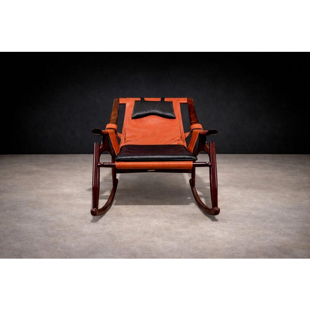Rocking Chair in Rosewood & Leather, Liceu De Artes, 1960s For Sale In New York - Image 6 of 15