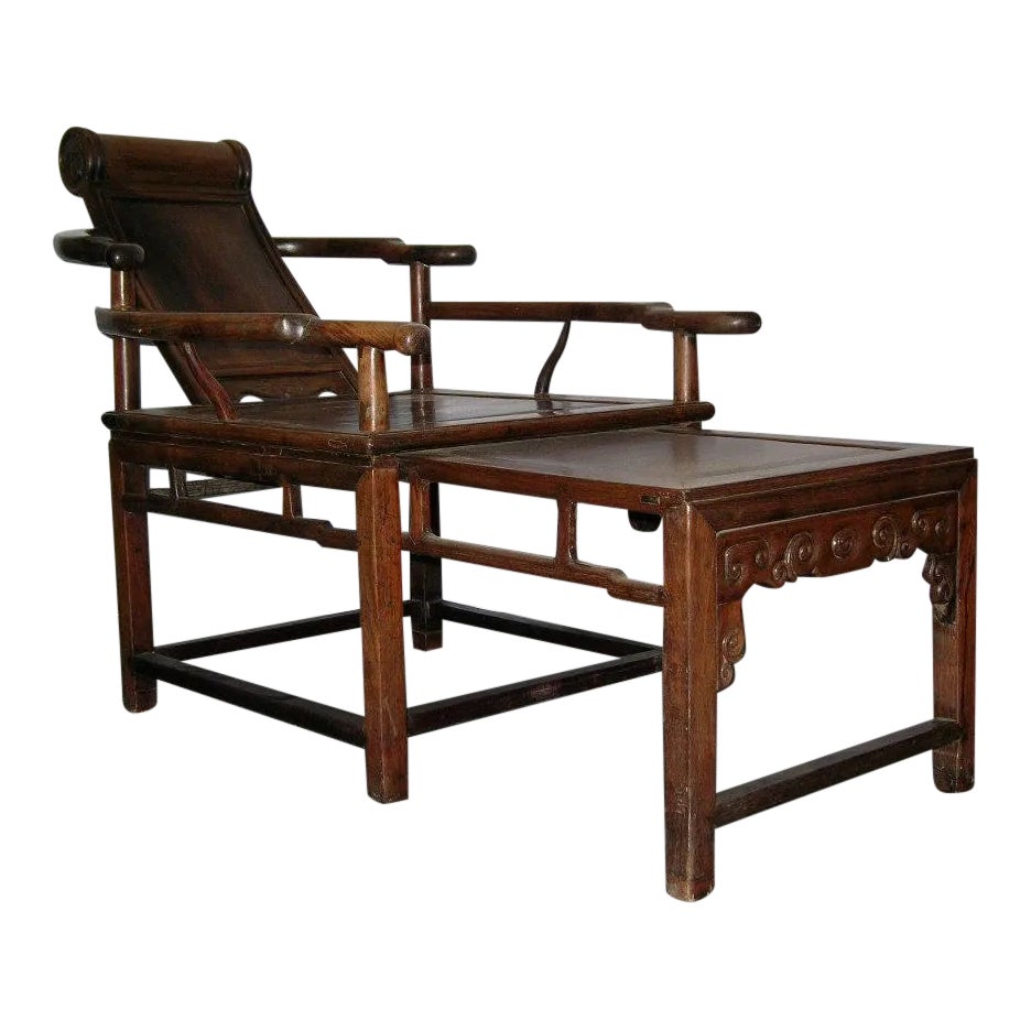 19th Century Chinese Hongmu Hardwood Reclining Chair Chairish