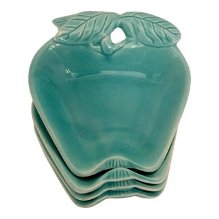 Vintage Hoenig Aqua Apple Dishes -Set of 4 For Sale
