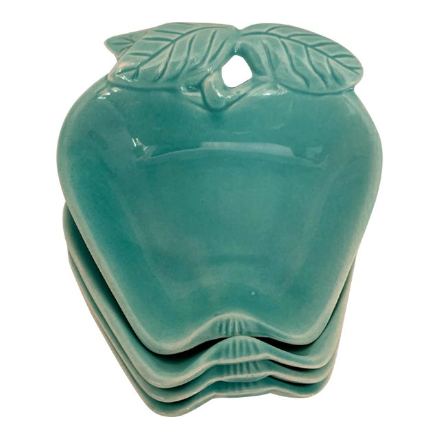 Vintage Hoenig Aqua Apple Dishes -Set of 4 For Sale