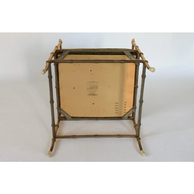 Vintage Hollywood Regency Style Faux Bamboo Bench W/ Upholstered Seat For Sale - Image 9 of 12