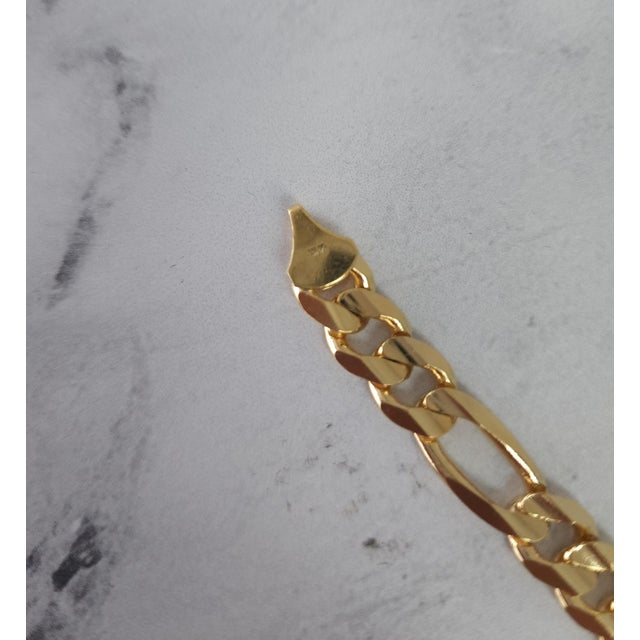 9MM Classic Figaro Bracelet/Anklet 14k Yellow Gold For Sale - Image 4 of 4
