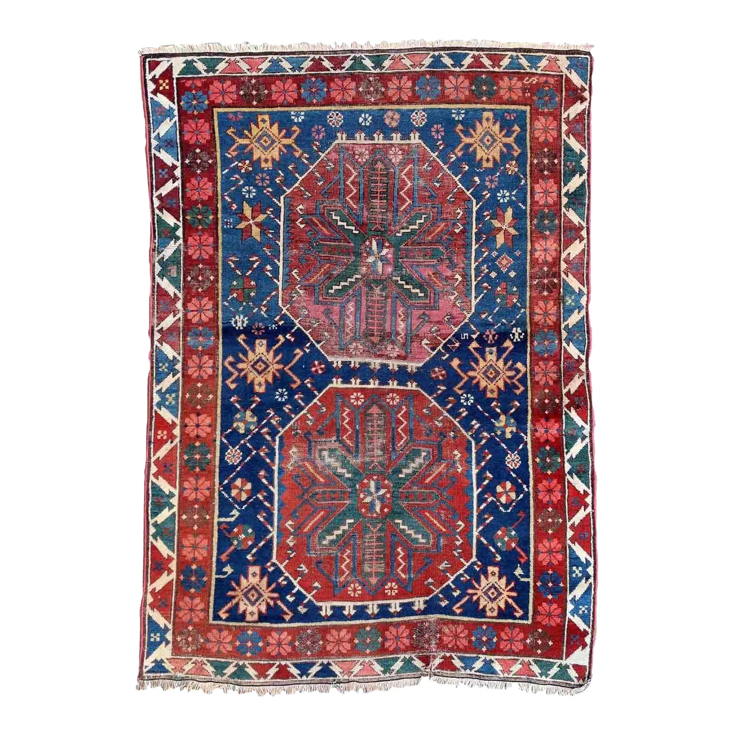 1870s Handmade Antique Caucasian Shirvan Rug 3.1' X 4.4' | Chairish