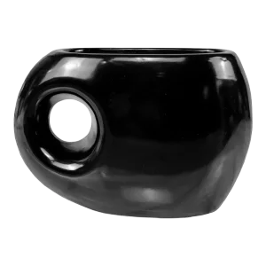 Mid-Century Art Deco Asymmetrical Black Porcelain Vase Planter