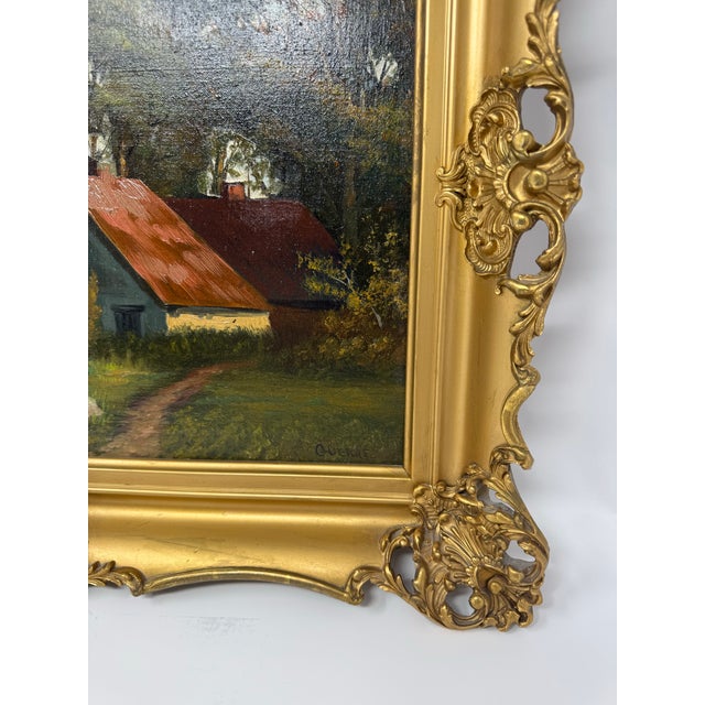 Rococo Mid 20th Century Signed European Pastoral Oil Painting in Ornate Rococo Gilt Frame With Grazing Sheep For Sale - Image 3 of 12