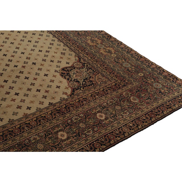 Traditional Antique Doroksh Rug in Beige, Brown, Black Floral Medallion Pattern For Sale - Image 3 of 6