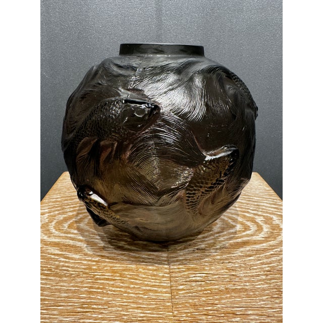 Vintage Formosa Vase in Dark Grey Glass by R. Lalique, 1926 For Sale - Image 13 of 13