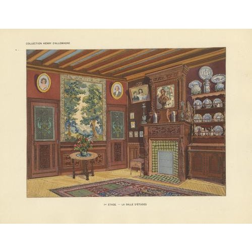 French Art Nouveau Interior Study with Delft Faience Collection, 1900 For Sale - Image 3 of 10