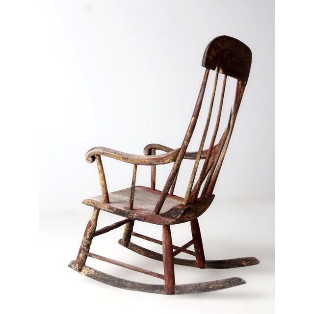 Antique American Windsor Rocking Chair Primitive For Sale - Image 16 of 17