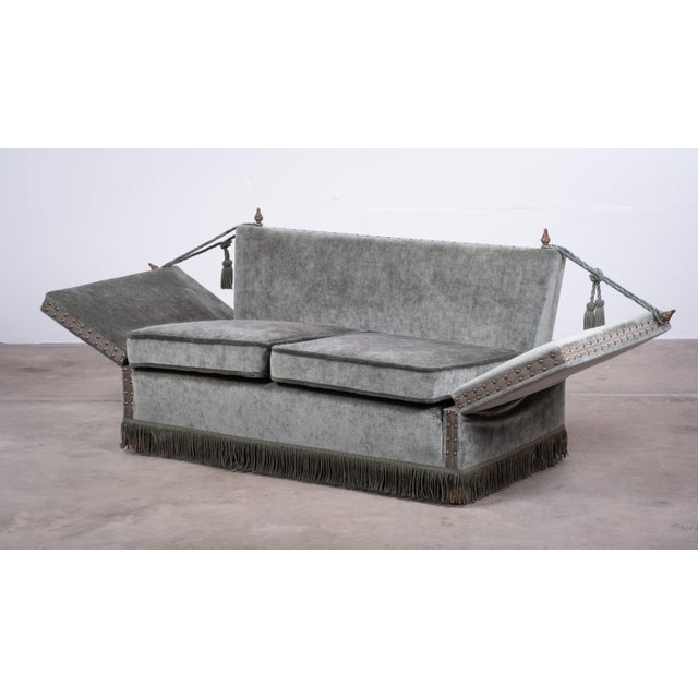 Textile Vintage Velvet Knole Sofa with Floral Cushions, 1950s For Sale - Image 7 of 10