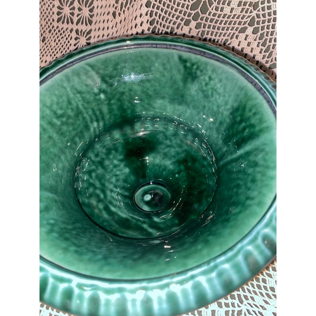 Vintage Hull Usa Pottery Green Drip Glaze Pedestal Bowl Urn Planter For Sale - Image 9 of 9