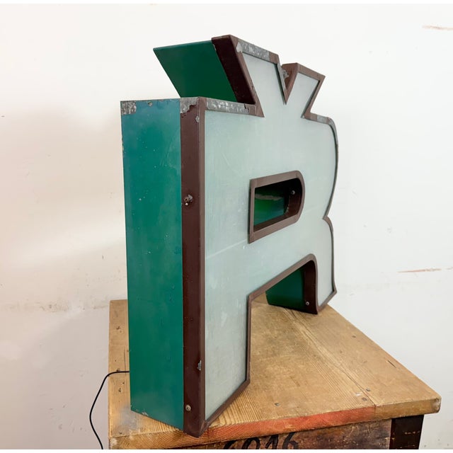 Blue Large Vintage Illuminated Advertising Letter Ř, 1960s For Sale - Image 8 of 16