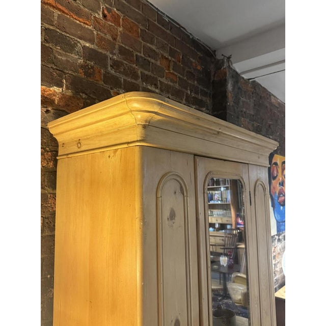 Victorian Pine Hall Cupboard or Wardrobe with Mirror, 1900s For Sale - Image 6 of 8