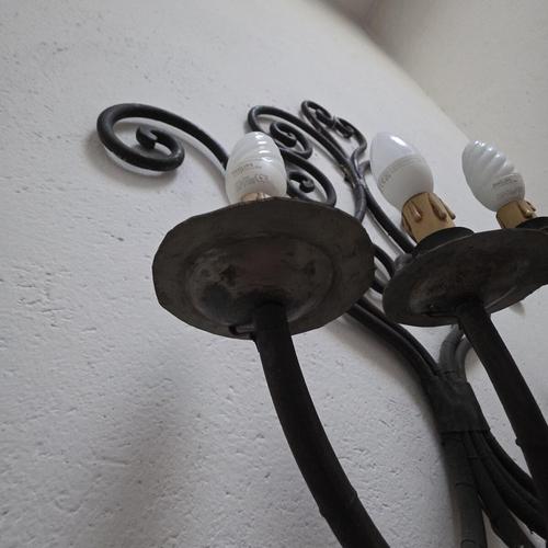 2000 - 2009 Handcrafted Five-Light Wall Sconce in Wrought Iron with Scrolls For Sale - Image 5 of 10