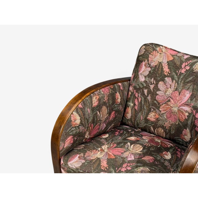 Brown Swedish Modern, Art Deco Lounge Chairs, Stained Birch, Fabric, Sweden, 1940s For Sale - Image 8 of 13