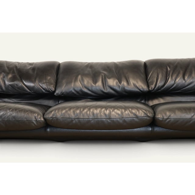 Black Maralunga 3-Seater Sofa in Black Leather by Vico Magistretti for Cassina, 1970s For Sale - Image 8 of 18