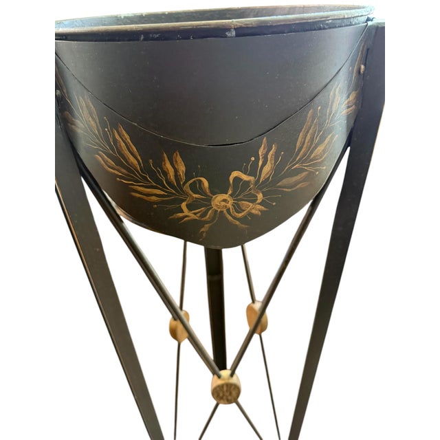 Late 20th Century Late 20th Century Niermann Weeks Attributed Tole Jardiniere Plant Stand For Sale - Image 5 of 9