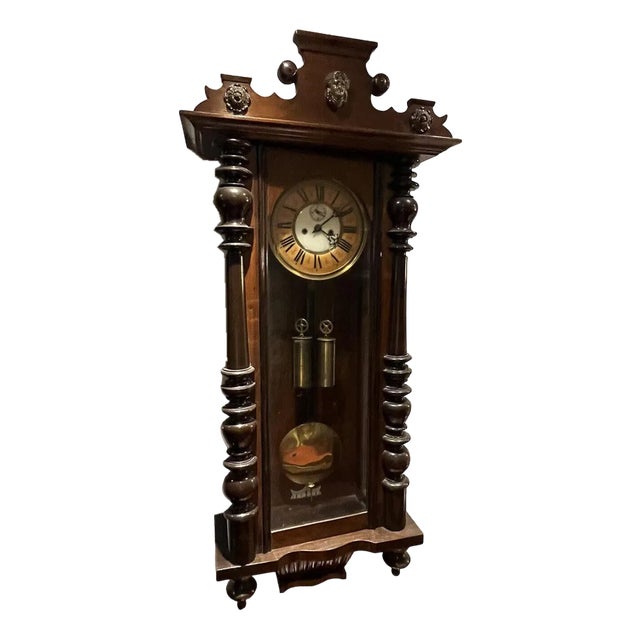 Victorian Regulator with Double Brass Weights, Vienna For Sale