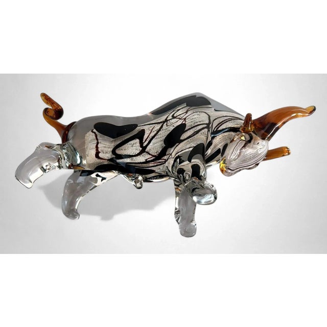 Glass Murano Glass Bull Sculpture Sommerso Technique For Sale - Image 7 of 18