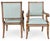 Late 20th Century Neo-Classical Style Italian Carved Fruitwood and Painted Bergere Chairs - Pair For Sale - Image 5 of 7