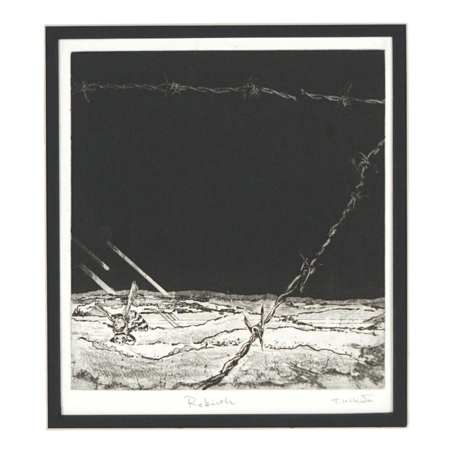 "Rebirth" Honey Bee and Barbed Wire - Intaglio Print by Tomoya Uchida For Sale