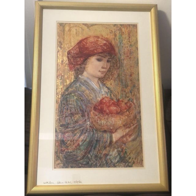 Vintage 1980s Framed Edna Hibel "Angelina" Signed Limited Edition Lithograph Art Print For Sale - Image 13 of 13