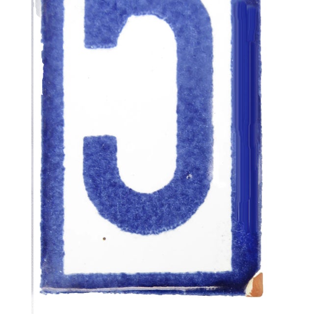 Rustic European European Style Terra Cotta Tiles With Blue & White Glaze, Set of 8 For Sale - Image 3 of 4