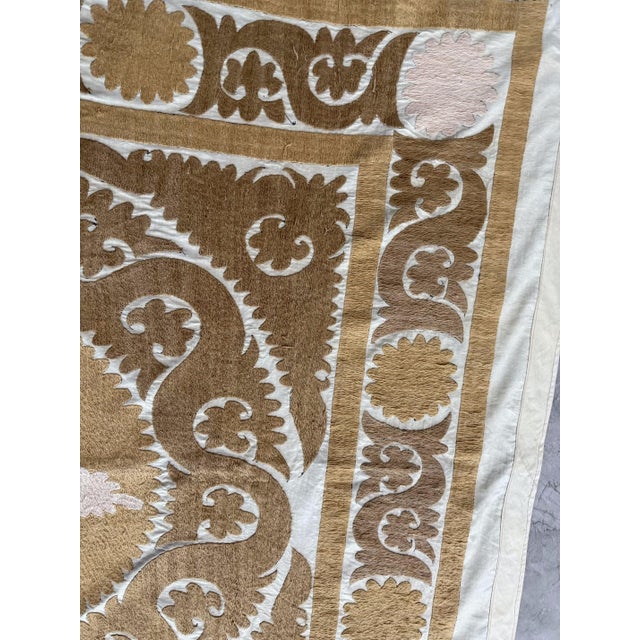 Textile Suzani Tablecloth — Decorative Vintage Embroidery, 4'7'' X 4'7'' For Sale - Image 7 of 10
