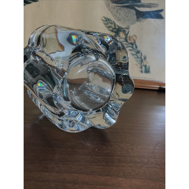 Orrefors 20th Century Signed Orrefors Swedish Crystal Sculptural Votive Candle Holder, Mid-Century Modern For Sale - Image 4 of 8
