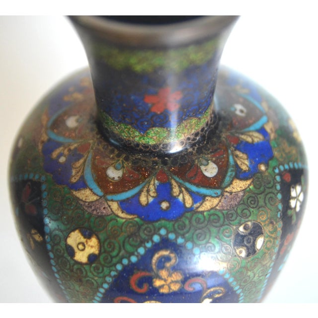 Antique Japanese Cloisonne Vase Meiji Period For Sale - Image 9 of 10